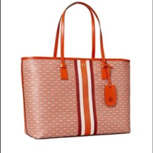 Tory Burch Gemini Link Canvas Top-Zip Tote